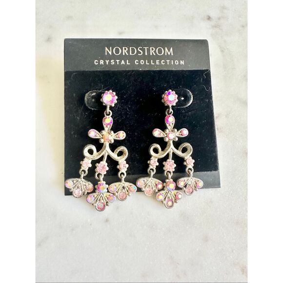 Nordstrom’s crystal collection Y2K chandelier dangle earrings gold and sparkly i - Picture 1 of 2